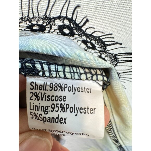 NWT Grace Karin Womens Floral Bodycon Dress Size 2XL Black Yellow Midi Slit Lace - Picture 5 of 15